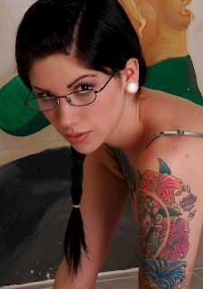 18+ Hot emo brunette with tattoos