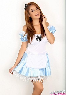 Stunning horny Lilly shows off her Alice In Wonderland costume