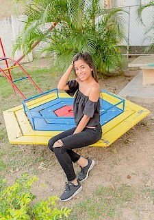 sexy model Karin Torres posing non-nude at a park